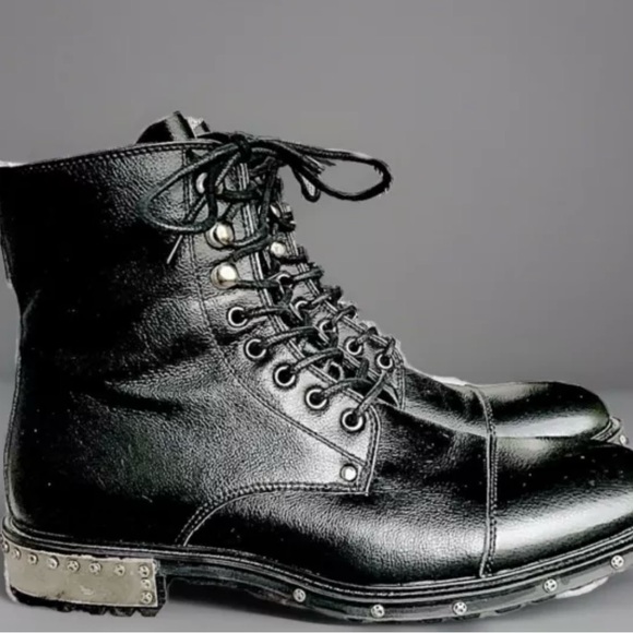 Jump New York Vintage New In Box Chopper Leather/Metal Stud Sole Boots, Mens 10 - Picture 4 of 12